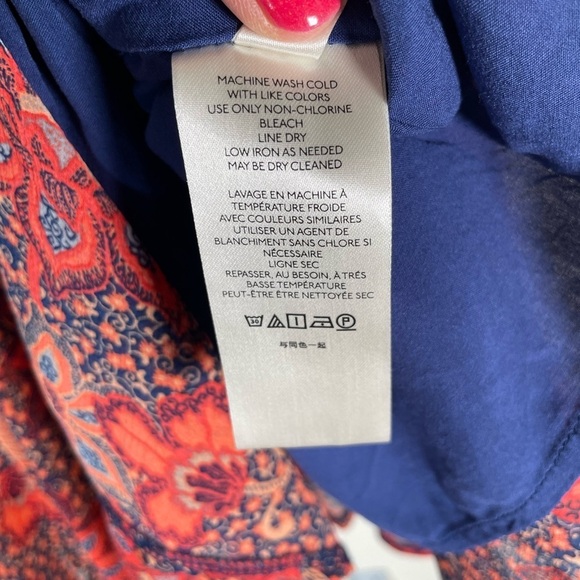 Free People Teegan Red Floral Mini Dress Sz XS Long Sleeve Flowy Cinched Waist - Picture 13 of 15